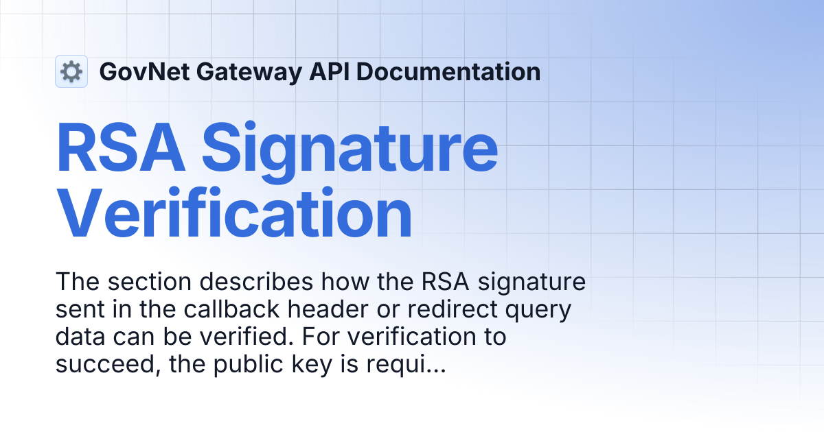 RSA Signature Verification | GovNet Gateway API Documentation